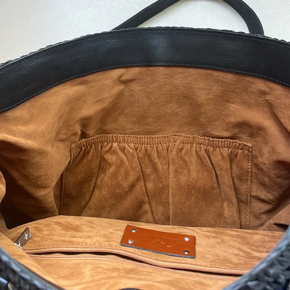 Patricia Nash Manarola black straw tote bag